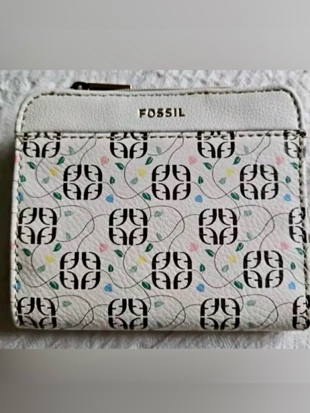 Fossil Jori Women's Bifold Floral Wallet Neutral Compact Billfold
